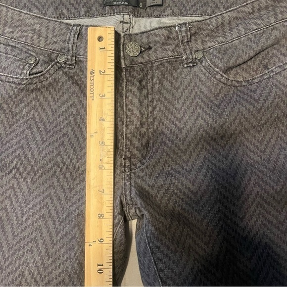 Prana Size 8 Women's Gray Dark Purple Herringbone Pattern Casual Pants / Jeans - Picture 6 of 10